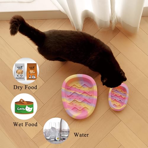 Colorful Slow Feeder Bowl for Large & Small Pets Silicone Easy to Clean Dog Food Bowl Slow Feed Dog & Cat Bowls for Interactive (Pink S) - color: Pink