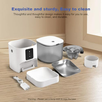 ANDOLL HOME 2.4G/5G Automatic Cat Feeder, 4L WiFi Food Dispenser with 10s Voice Recorder, Pet Feeder up to 10 Meals per Day, Timed Cat Feeder with Dry Food Sealed Ring (Matte White, 4.0 L) - color: Matte White
