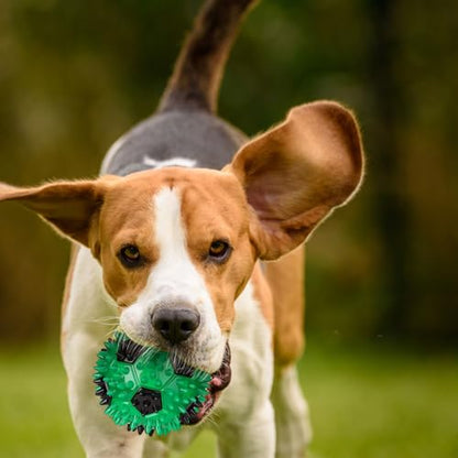 Gemscream 6 Pcs 3.4'' Spiky Squeaker Soccer Ball Dog Toy for Medium Large Dogs Heavy Duty Rubber Chew Toys for Aggressive Chewers Spiky Ball Fetch for Training Clean Teeth Outdoor - style: Soccer