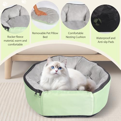 2-in-1 Pet Sling Carrier & Bed, Convertible Cat Travel Bag with Machine Washable Cover, Breathable Mesh & Hand-Washable Support Pad, Airline Approved for Cats & Small Dogs Up to 22lbs