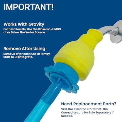 Rinseroo JUMBO Shower Cleaning Thing – Slip-On Handheld Hose Attachment for Fast, Mess-Free Shower Wall Rinsing–6 Ft Hose, Fits Up to 7" Shower Head–Temporarily Converts Standard Shower into Handheld