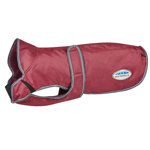 WeatherBeeta ComFiTec Windbreaker Free Deluxe Dog Coat, Maroon/Grey/White, 12" - color: Maroon/Grey/White, size: 12"