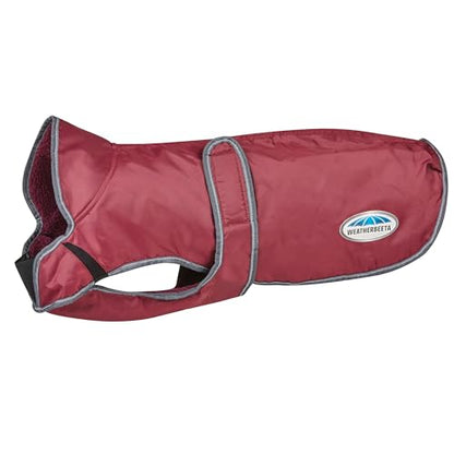 WeatherBeeta ComFiTec Windbreaker Free Deluxe Dog Coat, Maroon/Grey/White, 12" - color: Maroon/Grey/White, size: 12"