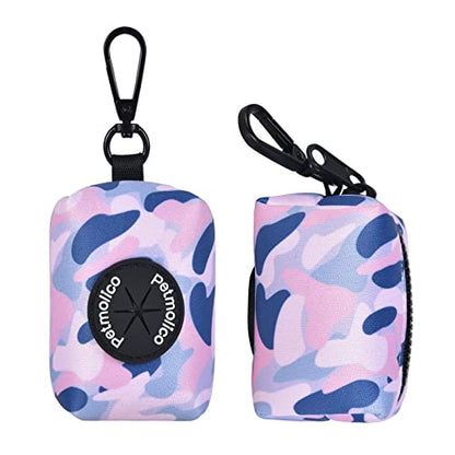 Petmolico Dog Poop Bag Holder Leash Attachment, Waste Bag Dispenser Zippered Pouch, Fits Any Leash, Includes Free Roll of Bags, 2 Pack - Blue Pink Camouflage - color: Blue Pink Camouflage