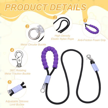 Dog Leash with Padded Hands Free, 4.9ft/1.5m Adjustable Bungee Dog Training Leash, No Pull Heavy Duty Nylon Rope(Black), Intended for Large Medium Pet Running/Hiking/Walking - color: Black, size: 4.9ft/1.5m