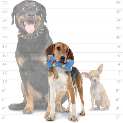 MIGHTY Tuffy Bone Dog Toy: Ultra Durable Plush Toy with Multiple Layers & Reinforced Seams, Washable and Floats, Vinyl Bone & Fleece - color: Blue Medium Birthday Celebration Bone