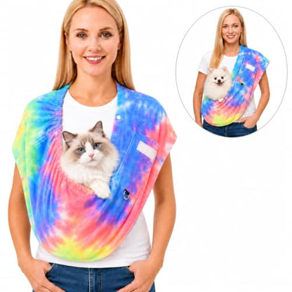 Cat Sling & Dog Sling Carrier for Small Dogs and Cats (3-14 lbs) – Ultra Soft Fleece Puppy Carrier for Indoor Home Use,Hands-Free Cat Carrier with Wide Shoulder Strap, Cozy Pet Sling (Fruits) - color: Fruits