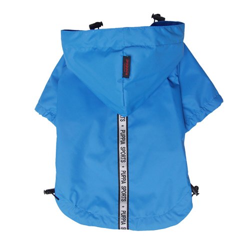 Puppia Base Jumper Dog Raincoat Waterproof Pet Rain Jacket with Reflective Safety Strips Lightweight High-Visibility with Leash Hole, Medium, Sky Blue - color: Sky Blue, size: Medium