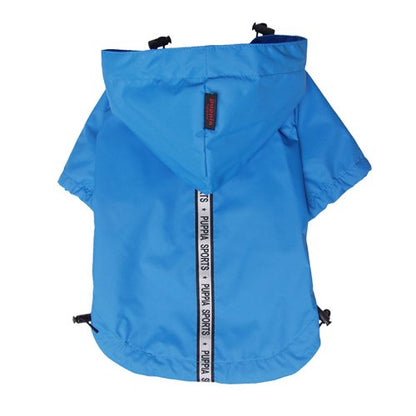 Puppia Base Jumper Dog Raincoat Waterproof Pet Rain Jacket with Reflective Safety Strips Lightweight High-Visibility with Leash Hole, Medium, Sky Blue - color: Sky Blue, size: Medium