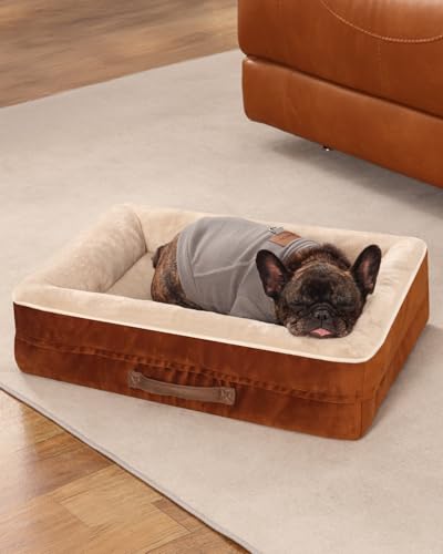 Upvilla Orthopedic Dog Bed, Four-Sided Cushioned Egg-Shaped Foam Dog Sofa, Waterproof Removable Cover, Cat Bed with Non-Slip Base, Small Pet Bed,Brown - color: Brown, size: 24"l x 18"w x 6"th