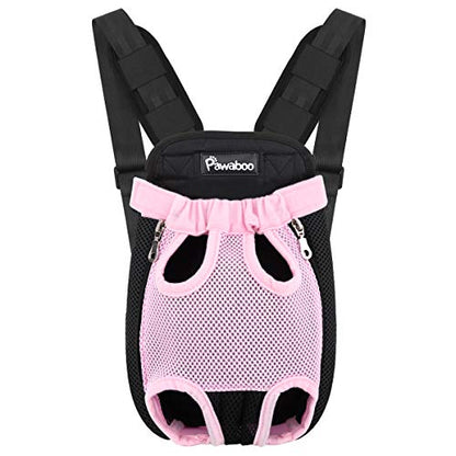 Pawaboo Adjustable Carrier Backpack for Dog Cat, Pet Front Dog Carrier Purses Cat Travel Bag, Legs Out, Easy-Fit for Traveling Hiking for Small Dogs Cats Puppies, M, Pink - color: A-Pink, style: Medium (Pack of 1)