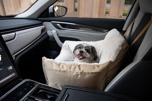 Best Pet Supplies Elevated Dog Car Seat for Small Dogs, Booster Seat with Safety Tether & Storage, Washable Travel Pet Seat for Front or Back Seat, Up to 25 lbs - Brown - 21 x 20 x 14 - color: Booster (Brown)