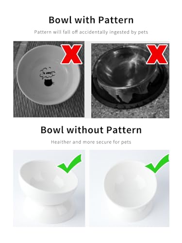 ABRUTY Cat Water Bowl, 16 OZ Ceramic Elevated Cat Bowls, 15° Tilted and Raised Pet Food Dish, Anti Vomiting Protect Pets' Spines and Whisker Fatigue - color: White, size: 2 Pack