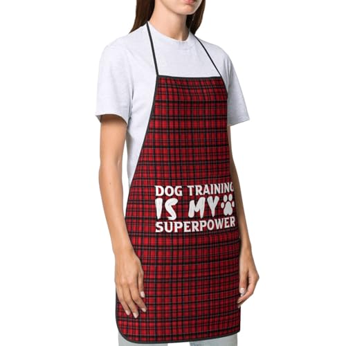 Dog Training is My Superpower Apron for cooking with Pockets Women Men Kitchen Chef Funny Aprons
