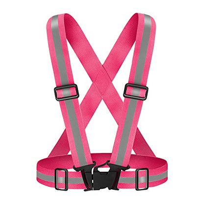 High Visibility Reflective Vest Safety Vest Running Reflective Gear Adjustable Reflective Vest for Walking,Jogging,Hiking,Night Cycling - color: Pink