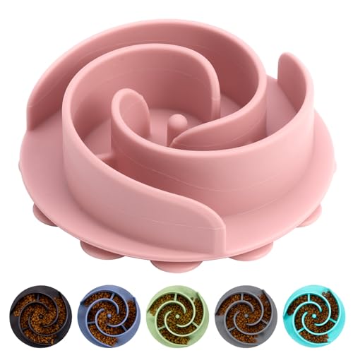 Slow Feeder Dog Bowls Insert, Bestalk Soft Silicone Slow Eating Feeder Insert with Suction Cups for Small, Medium and Large Dogs, Fit into Basic and Elevated Dog Bowls, Pink - color: Pink, size: S