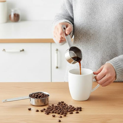2 Pcs 1/8 Cup (30ml, 1oz) Measuring Cup, Stainless Steel Measuring Scoop Coffee Scoops Small Metal Measure Cups Tablespoon for Wet and Dry Ingredients, Metric and US Measurement, Dishwasher Safe - size: 1/8 Cup