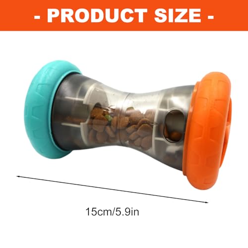 Dog Puzzle Toys for Boredom, 5.9in Bite Resistant ABS Treat Dispensing Ball Toy, Interactive Food Dispenser Slow Feeder with Mechanical Rolling Bell for Pet Training