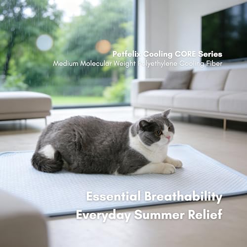 petfelix FrostEase Dog Cooling Mat, Cooling Dog Bed and Cooling Pad for Dog and Cat with Qmax 0.4 Yarn, Breathable 3D Airflow Layers, Machine Washable Non Slip Base for Pets, Blue, S, 20''*16'' - size: S-20''*16''