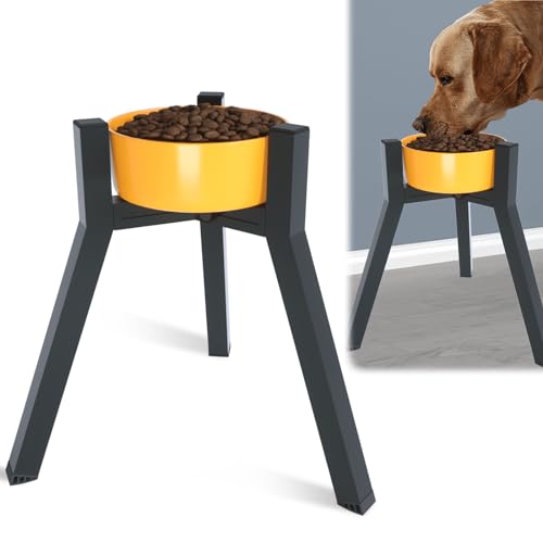 SHAINFUN Metal Raised Dog Bowl Stand for Extra Large and Large Breeds, Adjustable Width for 7-10.6" Food & Water Bowls, Single Tall Elevated Dog Bowls Holder, 13.7" Tall (Bowl Not Included) - color: Black-FL, size: Height: 13.7", Width: 7-10.6"