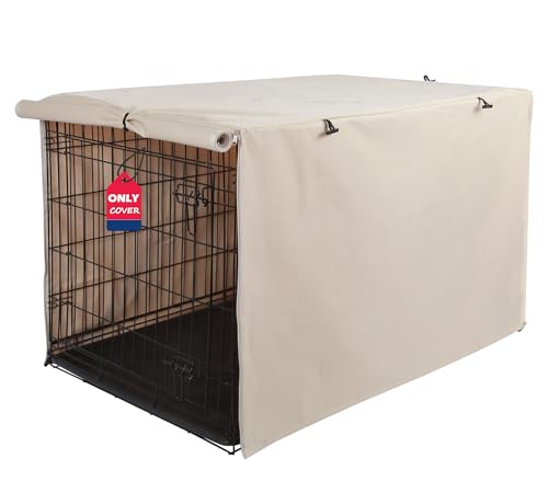 Deblue Dog Crate Cover, Durable Polyester Indoor Pet Kennel Cover Fit for 1 2 Doors Standard Wire Cage 24.0" L x 18.0" W x 20.0" H Tan - color: Tan, size: 24.0"L x 18.0"W x 20.0"H