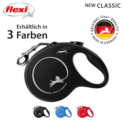 FLEXI New Classic Tape Retractable Dog Leash for Large Dogs Upto 110 lbs. – 26 ft., Black | Tangle Free Pet Walking Leash with One-Handed Brake, Pause, Lock|German Quality Product - color: Multi, size: L (Pack of 1)