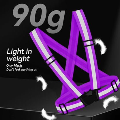 Reflective Vest Running Gear,High Visibility Adjustable Safety Vest for Outdoor Motorcycle,Dog Walking,Night Running,Hiking - color: Purple X3