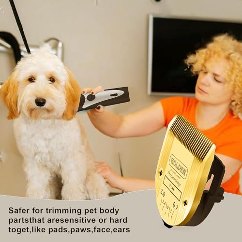 Adjustable 5 in 1 Blades Compatible with WAHL Arco,Bravura .Chromado，Creativa，Figura Dog Clippers for Dogs Grooming(Gold/3PC) - color: Gold-1
