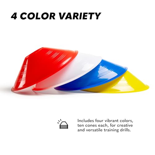 GSi Sports Training Cones for Agility Drills – Soccer & Basketball Multi-Sport Field Markers, Durable Flexible Cones in Multiple Shapes & Packs (20–80 Pack) - style: Prodisc - 40 Pack