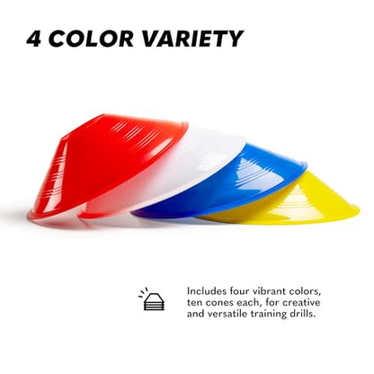 GSi Sports Training Cones for Agility Drills – Soccer & Basketball Multi-Sport Field Markers, Durable Flexible Cones in Multiple Shapes & Packs (20–80 Pack) - style: Prodisc - 40 Pack
