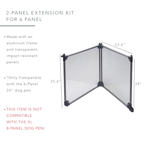 Front Row Foldable Dog Playpen – Durable and Portable Puppy Playpen for Exercise, Rest & Play – Clear Fence Panels with Aluminum Rods and Crate for Dogs and Other Small Pets (Charcoal, 2-Panel) - color: Charcoal