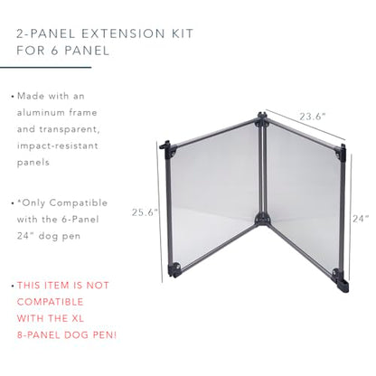 Front Row Foldable Dog Playpen – Durable and Portable Puppy Playpen for Exercise, Rest & Play – Clear Fence Panels with Aluminum Rods and Crate for Dogs and Other Small Pets (Charcoal, 2-Panel) - color: Charcoal