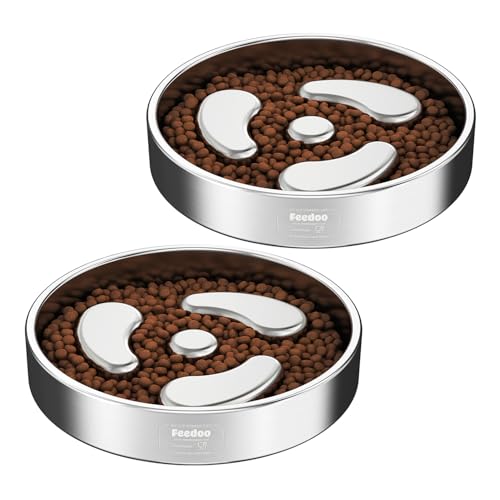 Slow Feeder Dog Bowl-1Cup for Small Puppy, Double-Layer 304 Stainless Steel Puzzle Bowl, Anti-Choking for Fast Eaters, Non-Slip Base, Dishwasher Safe [2Pack] - color: Spiral-2Pack, size: S 1~1.5Cups