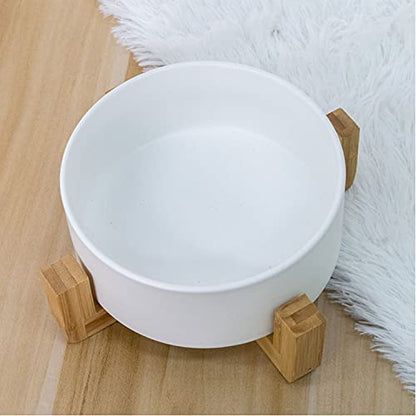 Petygooing Ceramic Dog Cat Bowl Set with Stand, Pet Dog Food and Water Dish,Medium Pet Bowls Anti Slip Set of 2 Cat Bowls-White Pet Food Bowl- Small Medium Size Pet (28 OZ /3.6 Cups) - color: White, size: Medium Size Dog Bowls 850ML*2