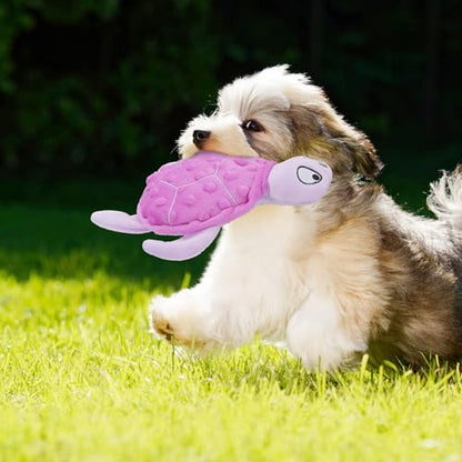 Squeaky Sea Turtle Plush Dog Toy - Durable, No Stuffing, Interactive Chew Toy for Small Dogs - Relieve Anxiety, Teething, and Keep Them Busy for Puppy(Purple) - color: Purple