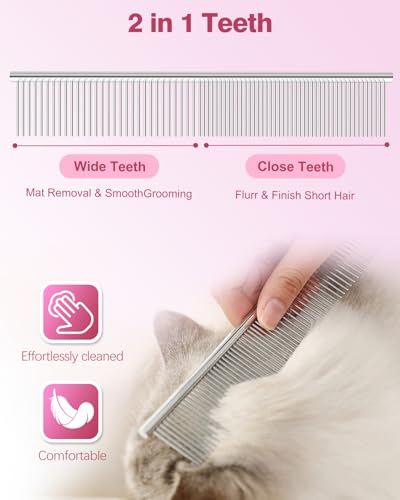 Furry Professional Pet Grooming Scissors with Safety Round Heads - 6 in 1 Curved Scissors for Dogs and Cats - color: Pink