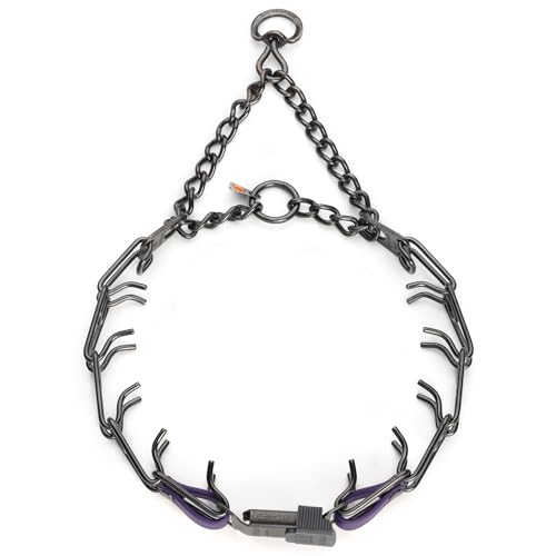 Herm Sprenger Black Stainless Steel Dog Collar with Quick Release ClicLock Buckle and Biothane Insert Training Collar Made in Germany (Violet Purple, 23in x 3.2mm(Neck Size up to19-20in)) - color: Violet Purple, size: 23in x 3.2mm(neck size up to19-20in)