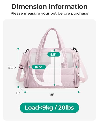 BAGSMART Cat Carrier: Soft-Sided Pet Carrier for Small Medium Cats Dogs Puppy Quilted Collapsible Puffy Travel Bag Up to 20 Lbs Grey - color: Dark Grey, size: 18.1"L x 11.0"W x 11.0"H