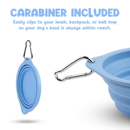 Collapsible Dog Bowl - 800ml/27 oz Portable Silicone Travel Water Bowl for Dogs with Carabiner | Foldable, Dishwasher Safe | Hiking, Camping Dog Essentials & Outdoor Pet Feeding - Blue - color: Blue