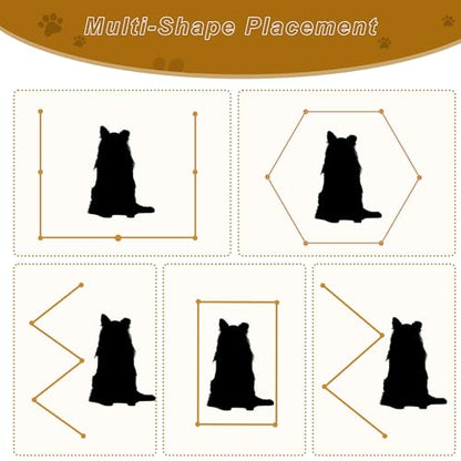 Clear Acrylic Dog Gate, 6 Panel 120" W x 24" H, Transparent Freestanding Pet Playpen Indoor, Foldable Pet Fence Barrier for Doorway with Handle/Support Feet - size: 6 Panel 120" W x 24" H