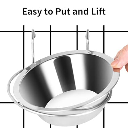 Fri4Free 2PCS Kennel Water Bowl Hanging, Stainless Steel Puppy Bowls for Small Dog Cage, Kennel, Crate, Catio Accessories, Dog Crate Water Bowl Dish Feeder Food Holder No Spill (20oz/2.5cups) - size: 20oz