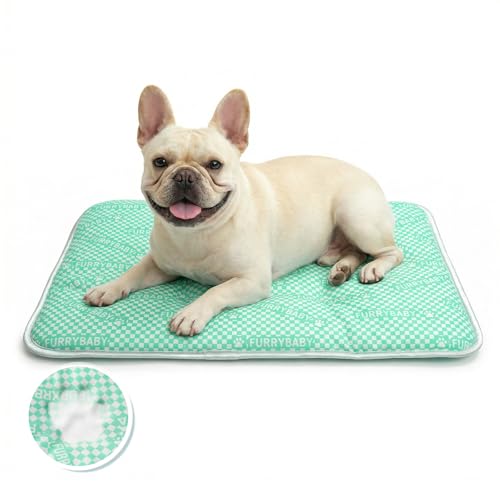 furrybaby Dog Cooling Mat Dog Bed mat, Extra-Thick Dog Crate Pad, Cat Bed, Washable Pet-Safe Magic Cooling Pad for Dogs Cats, Long Lasting Cooling for Crate Bed Indoor Outdoor Summer, 30x20, Mint - color: Mint, size: 30"x20"(Medium)