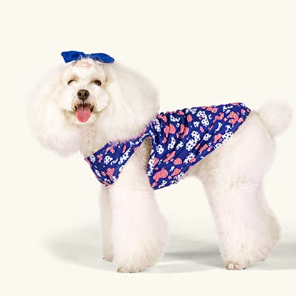 CuteBone Dog Shirts 2-Pack Soft Pet Clothes Breathable Summer Vest for Small Puppy and Stretchy Cat Apparel - color: Stars&map, size: Medium