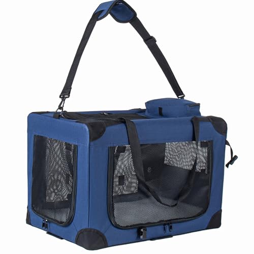 Soft Dog Crate, Portable 3-Door Folding Pet Carrier w/Mesh Windows, 40"x27"x27 Carrying Straps Fleece Mat,Collapsible Kennel for Dogs, Cats, Rabbits-Use for Indoor, Outdoor & Travel (40 inch) - size: 40 inch