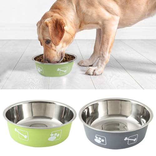 Dogs Bowl Stainless Steel Bowl Pet Bowl Anti Slip Dog Bowl Feeding Bowl Dog Water Bowl Pet Feeding Bowl Portable - color: Gray, size: 20cm