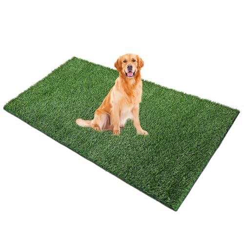Grass Pad for Dogs, 60" x 30" Artificial Turf for Pets Potty Training, Fake Grass Mat with Drainage Holes, Easy to Clean, Large Turf Rug Outdoor Indoor Use - size: 60"L x 30"W