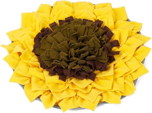 Snuffle Mat for Dogs Sunflower, Large Dog Snuffle Mat 19” x 19”, Plush Enrichment Toy Slow Feeder, Mental Health Puppy Chew Toys to Keep Them Busy, Machine Washable, Snuffle Mat for All Breeds Sizes - color: Sunflower