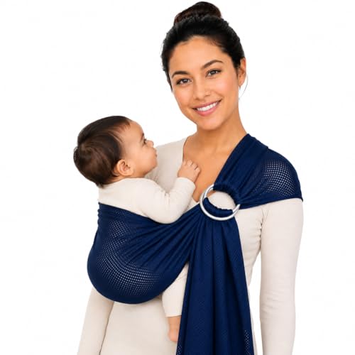 Breathable Mesh Ring Sling Baby Carrier for Infant and Toddler, Lightweight Quick Dry Baby Wrap Carrier for Warm Weather, Travel, Outdoor Walks and Daily Use, Blue - color: Blue
