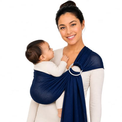 Breathable Mesh Ring Sling Baby Carrier for Infant and Toddler, Lightweight Quick Dry Baby Wrap Carrier for Warm Weather, Travel, Outdoor Walks and Daily Use, Blue - color: Blue
