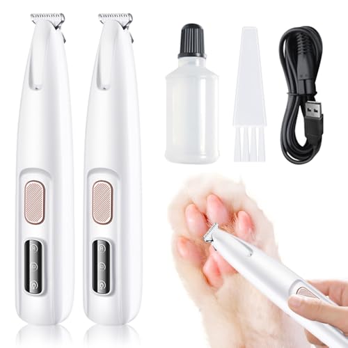Pet Micro Precision Trimmer, 2024 New Rechargeable Low Noise Cordless Dog Paw Trimmer with LED Light, Multifunctional Waterproof Pet Paw Hair Trimmer for Paws Eyes Ears Face Rump (#2PCS) - color: #2pcs
